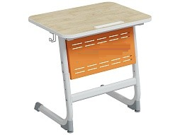 Стол 1-местный школьный 3-5 г/р "Логика" с наклоном столешницы 0-15° и перфорированным экраном (Дуб "Бардолино"/оранжевый, м/к белый)