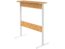 Вешалка напольная двухсторонняя на 20 мест ВШЛп2.20-С.Б (бук "Бавария", м/к серый, квадратная труба)