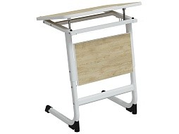 Стол 1-местный школьный 3-5 г/р "Логика" с наклоном столешницы 0-15° (дуб "Бардолино", м/к белый)