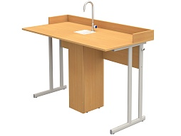 Стол для кабинета химии с мойкой нерегулируемый 6 г/р СТХоб1.6 (бук, м/к серый, плоскоовальная труба)