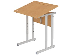 Стол с наклоном столешницы 0-35° школьный 1-местный 3-5 г/р регулируемый (бук, м/к серый, плоскоовальная труба)