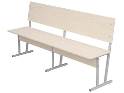 Скамья аудиторная трехместная 6 г/р (дуб "Молочный", м/к серый, квадратная труба)