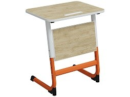 Стол 1-местный школьный 5-7 г/р "Логика" с наклоном столешницы 0-15° (дуб "Бардолино", м/к белый/оранжевый)