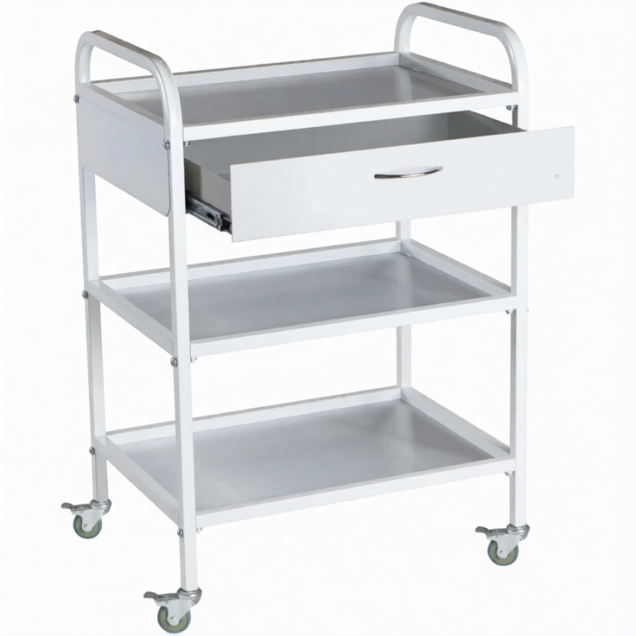Стол медицинский инструментальный СМИ-03-01 (полки металл, колёса пластик)
