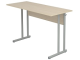 Стол школьный 2-местный 6 г/р нерегулируемый (дуб "Молочный", м/к серый, плоскоовальная труба)