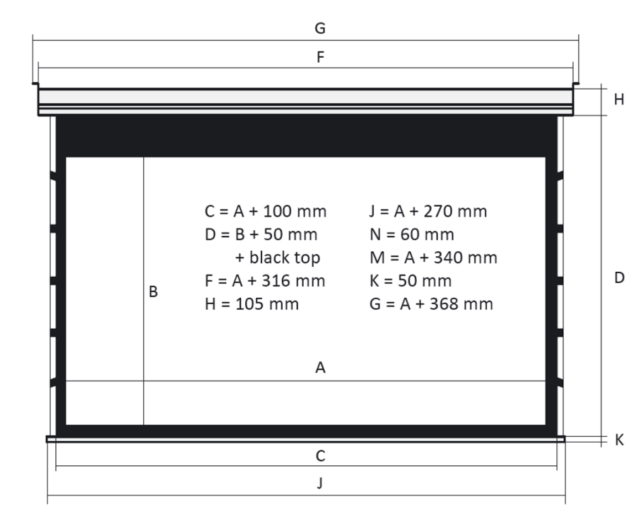 Экран с электроприводом Kauber Blue Label Tensioned BT Cinema 113" 16:9 141x250 дроп 50 см. Clear Vision