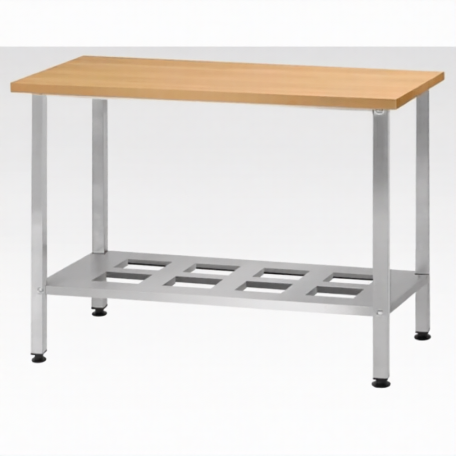 Стол кондитерский СПРн 860х1200х600 «Norma Inox» бук/40 (полка-решетка; ножка проф., тр. 40)