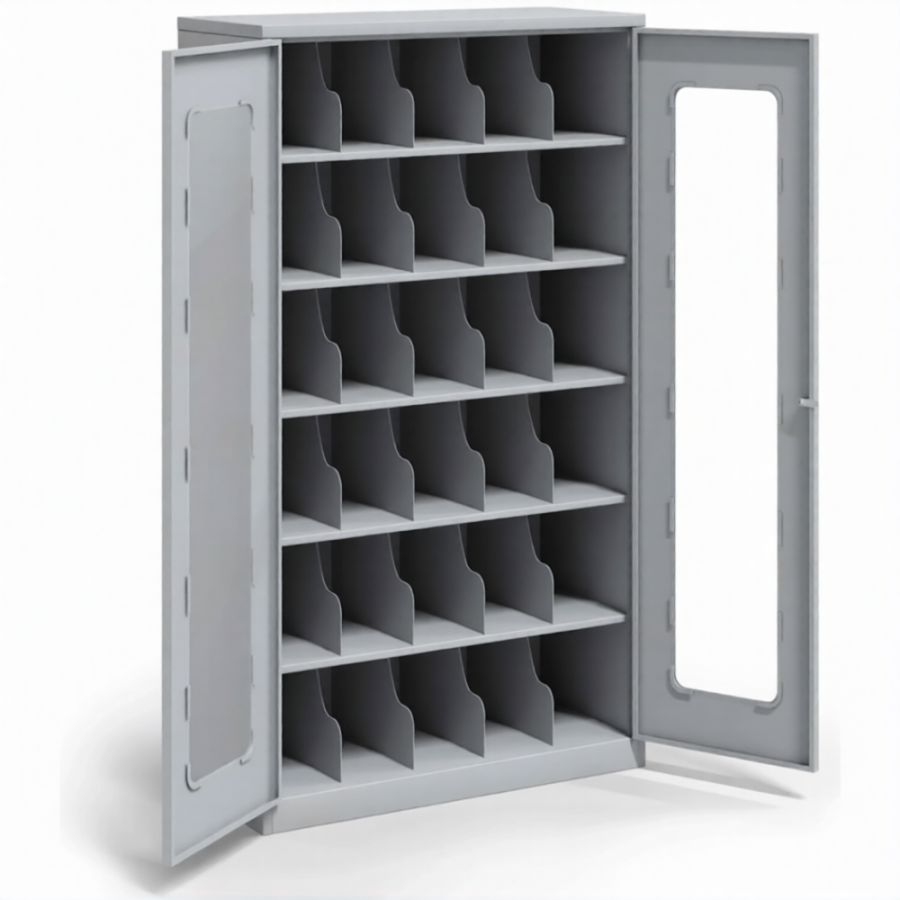 Шкаф для 30 противогазов ХПГ-30, с дверьми из акрилового стекла (1500x870x380)