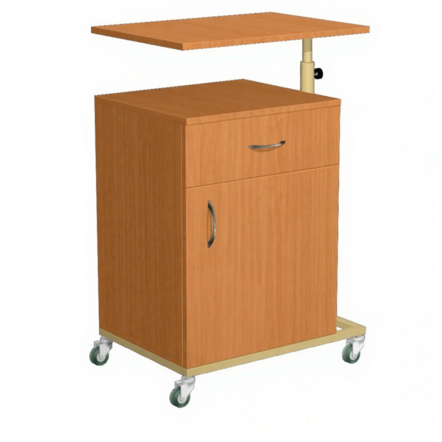 Тумба подкатная ТПМ-6 с надкроватным столиком (ЛДСП бук, каркас бежевый)