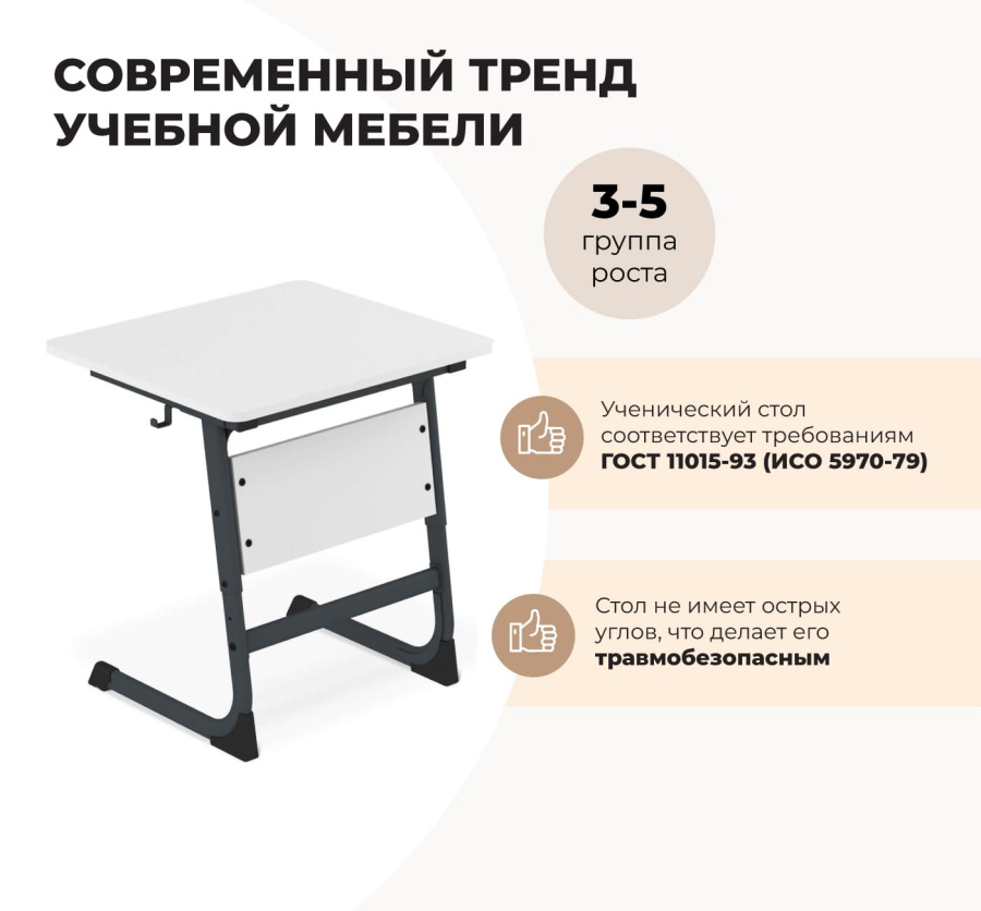 Cтол ученический береза/антрацит SHT-T-TN13/3-5