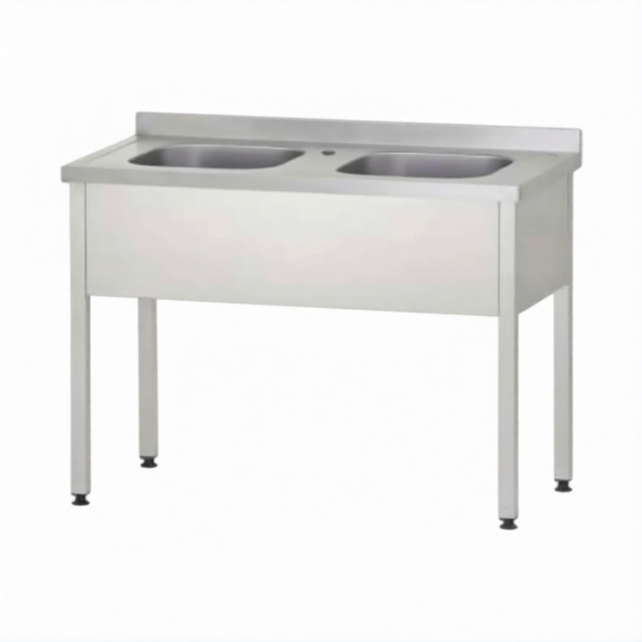 Ванна моечная ВМЦп 860х1200х600  2 м/о 250х400х400, борт, отв. д/смесит.