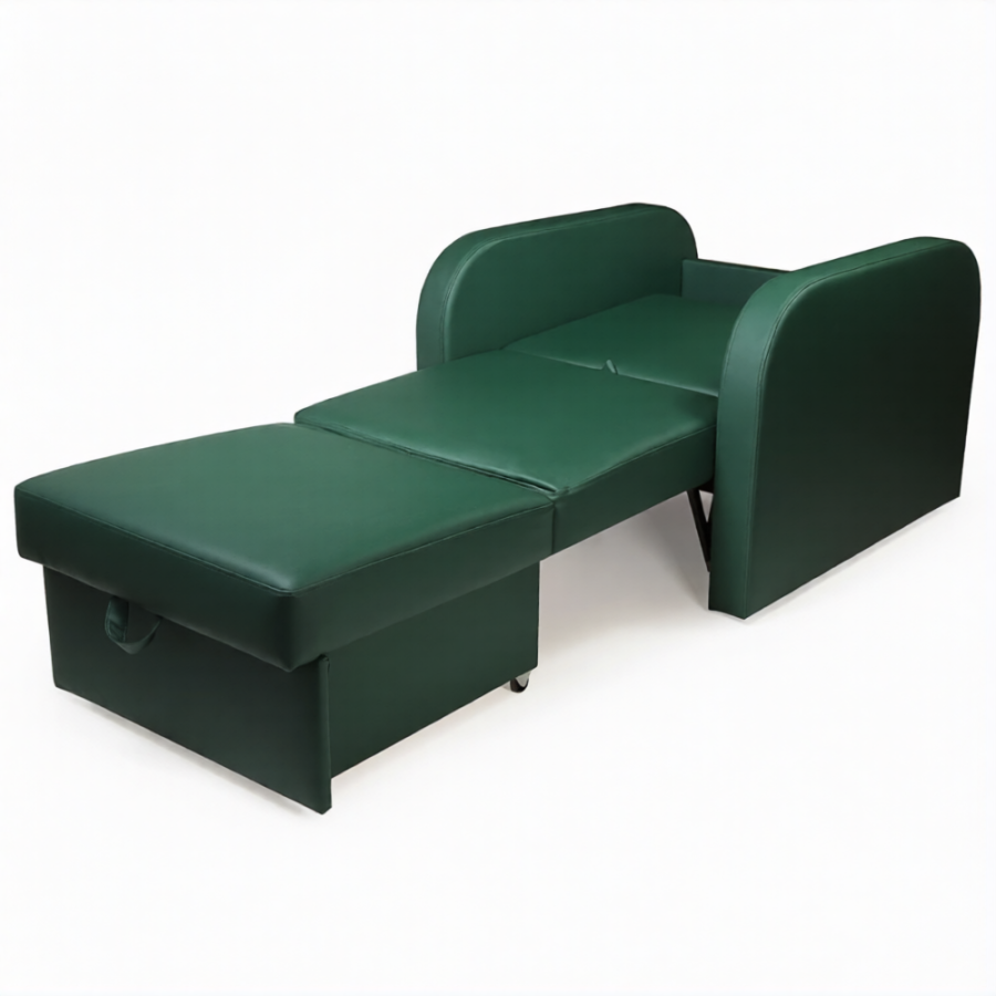 Диван раскладной одноместный ДР-1 с подлокотниками (кожзам Эконом белый)