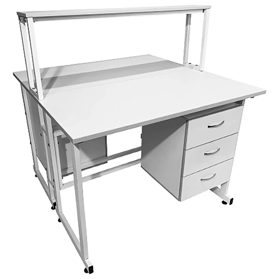 Стол лабораторный островной с надстройкой Сло 22.009 (белый)