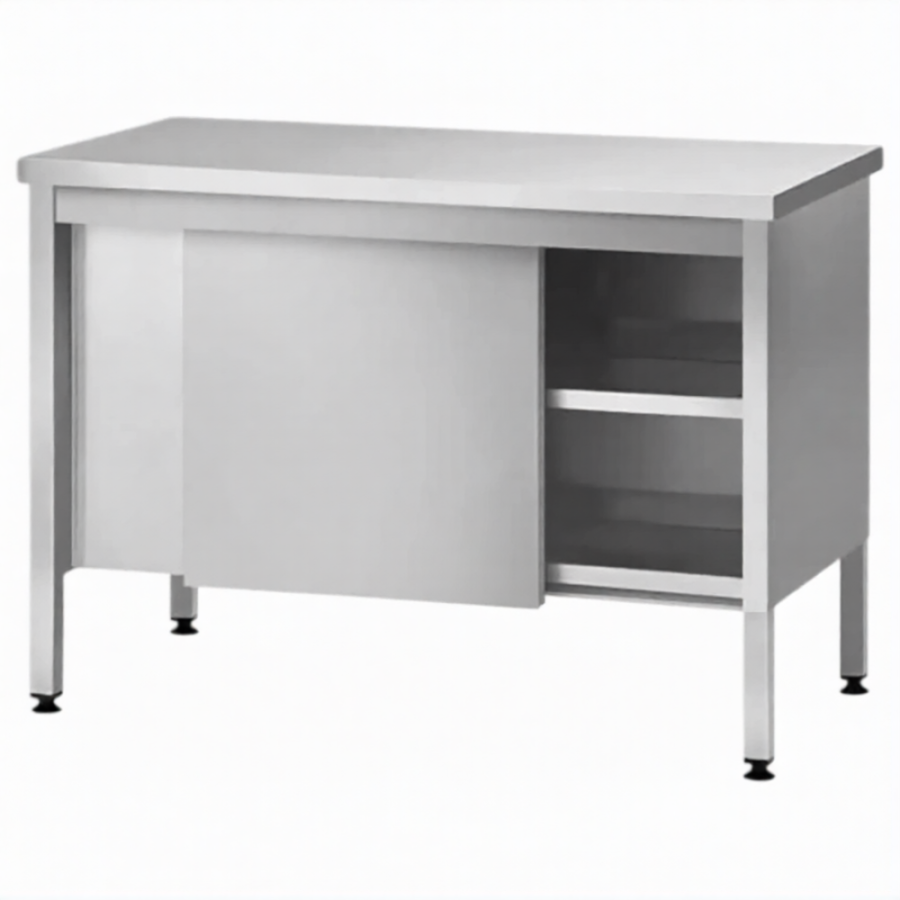 Стол производственный закрытый СПЗп 860х1500х600 «Profi Ral», двери-купе, полка сплошная